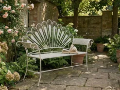 Havebænk PAVIA 146 cm Metal Cremehvid