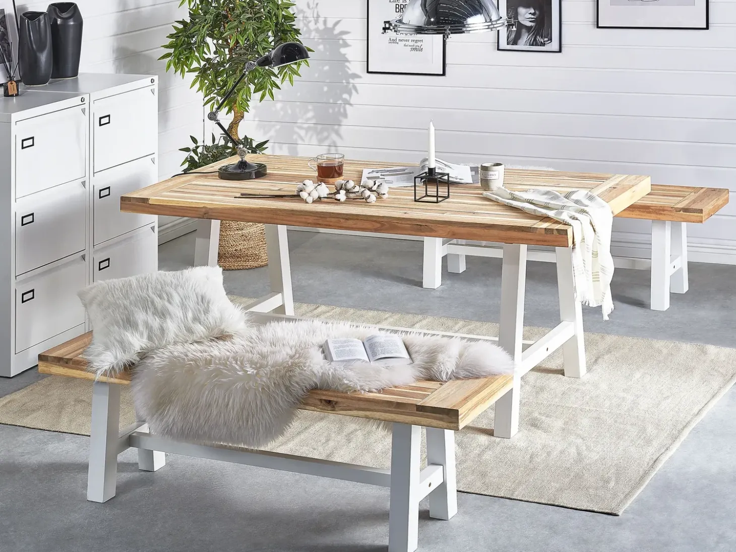 Havebænk SCANIA 140 cm Akacietræ Hvid
