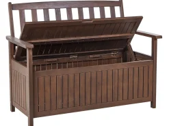 Havebænk SOVANA 120 cm med opbevaring Akacietræ Mørkebrun