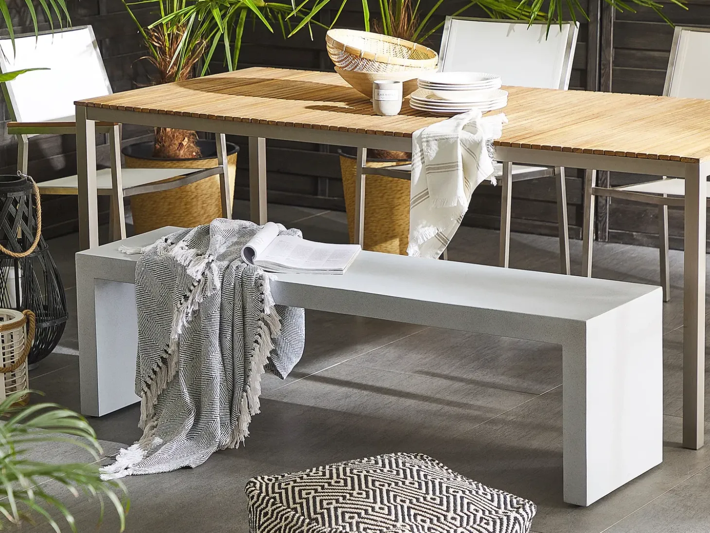 Havebænk TARANTO 150 cm Beton Hvid