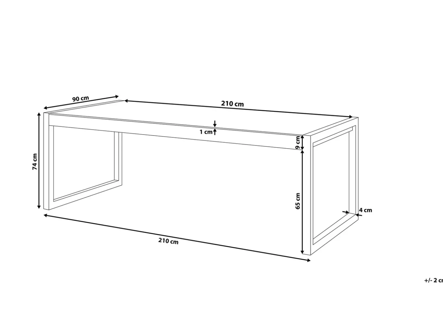 Havebord BACOLI 210 cm 90 cm Glas Cremehvid