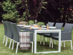 Havebord BACOLI 210 cm 90 cm Glas Cremehvid