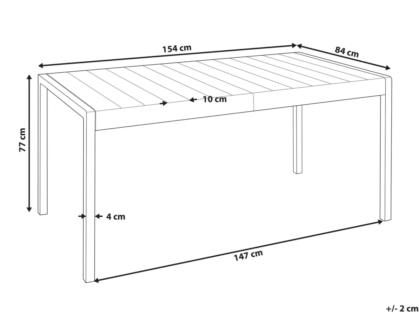 Havebord BARTICA 154 cm 84 cm Sort