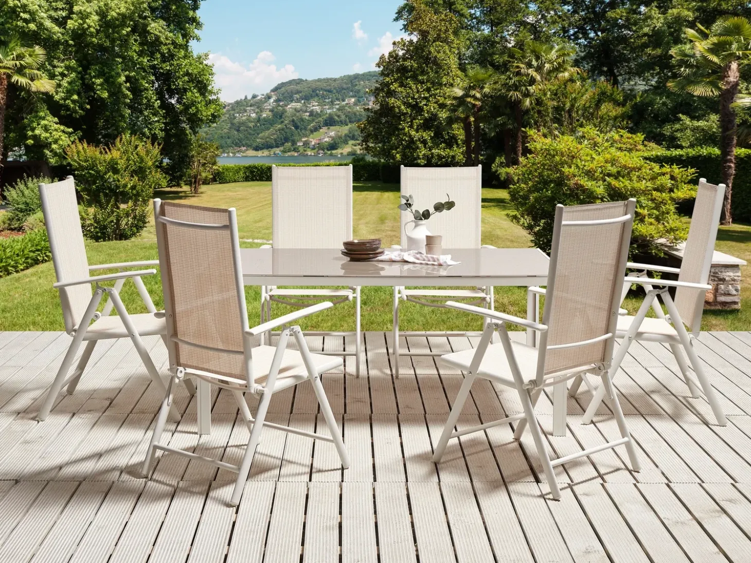 Havebord CATANIA 160 cm 91 cm Glas Beige
