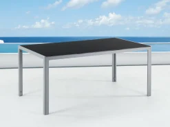 Havebord CATANIA 160 cm 91 cm Glas Sort
