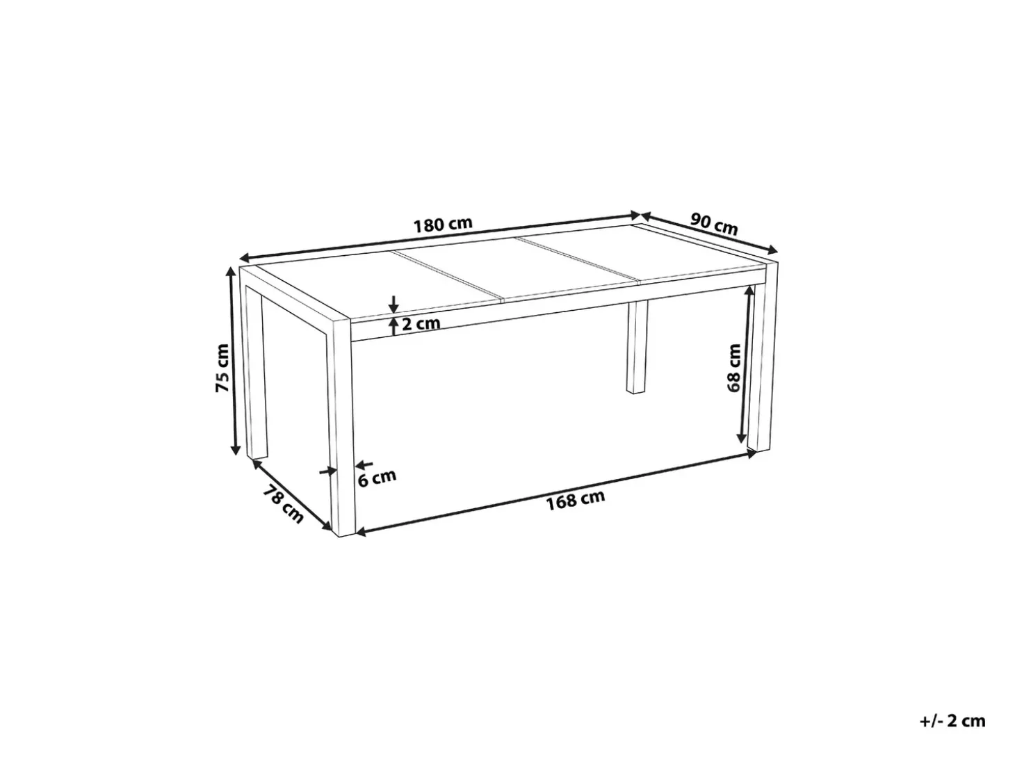 Havebord COSOLETO 180 cm 90 cm Glas Sort
