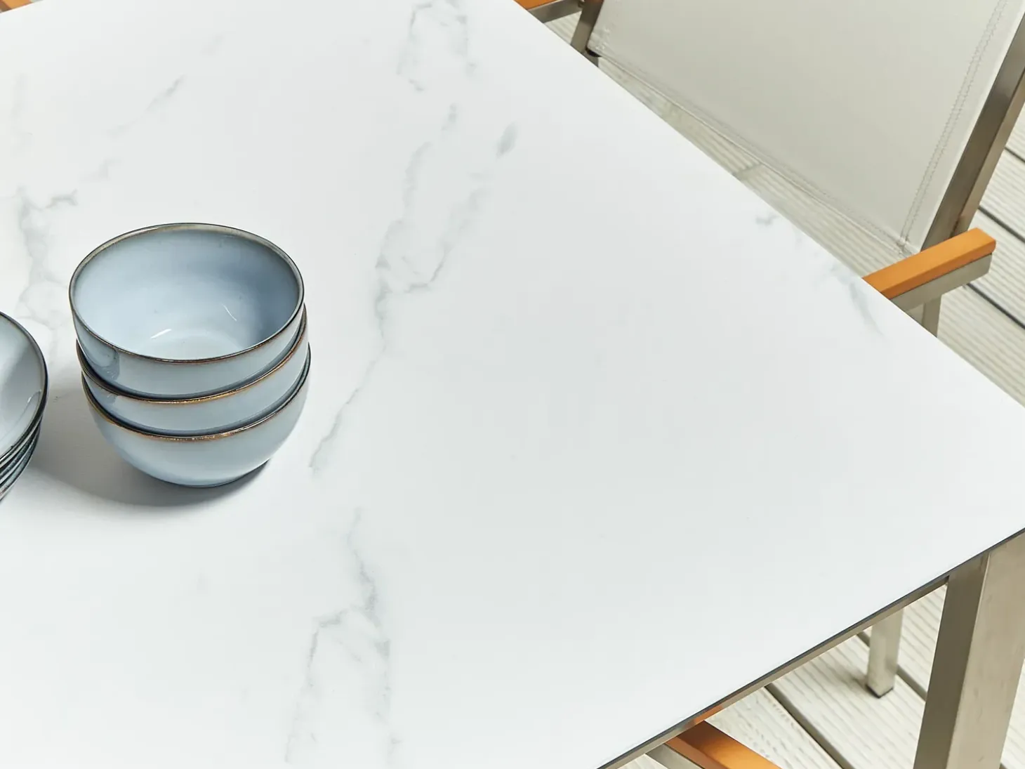Havebord COSOLETO 180 cm 90 cm Marmor effekt Glas Hvid