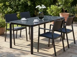 Havebord FELETTO 180 cm 90 cm Sten Sort marmor