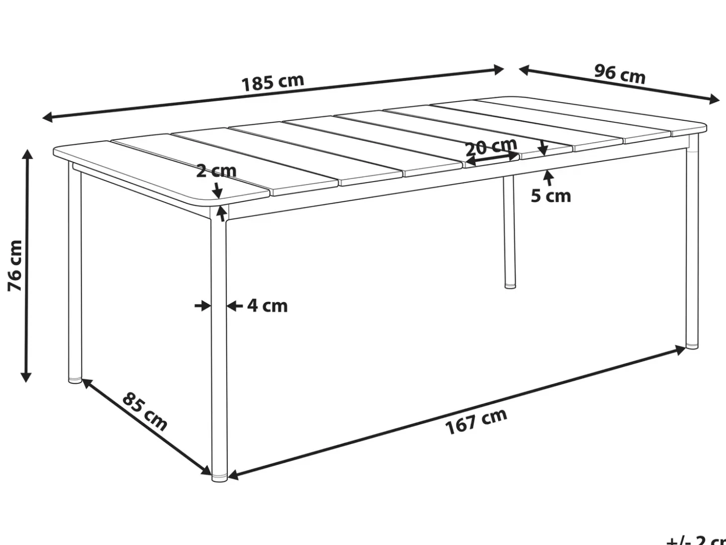 Havebord FLAVIA 185 cm 96 cm Metal Brun