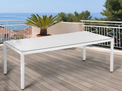 Havebord ITALY 220 cm 100 cm Glas Hvid