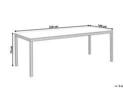 Havebord ITALY 220 cm 100 cm Glas Hvid