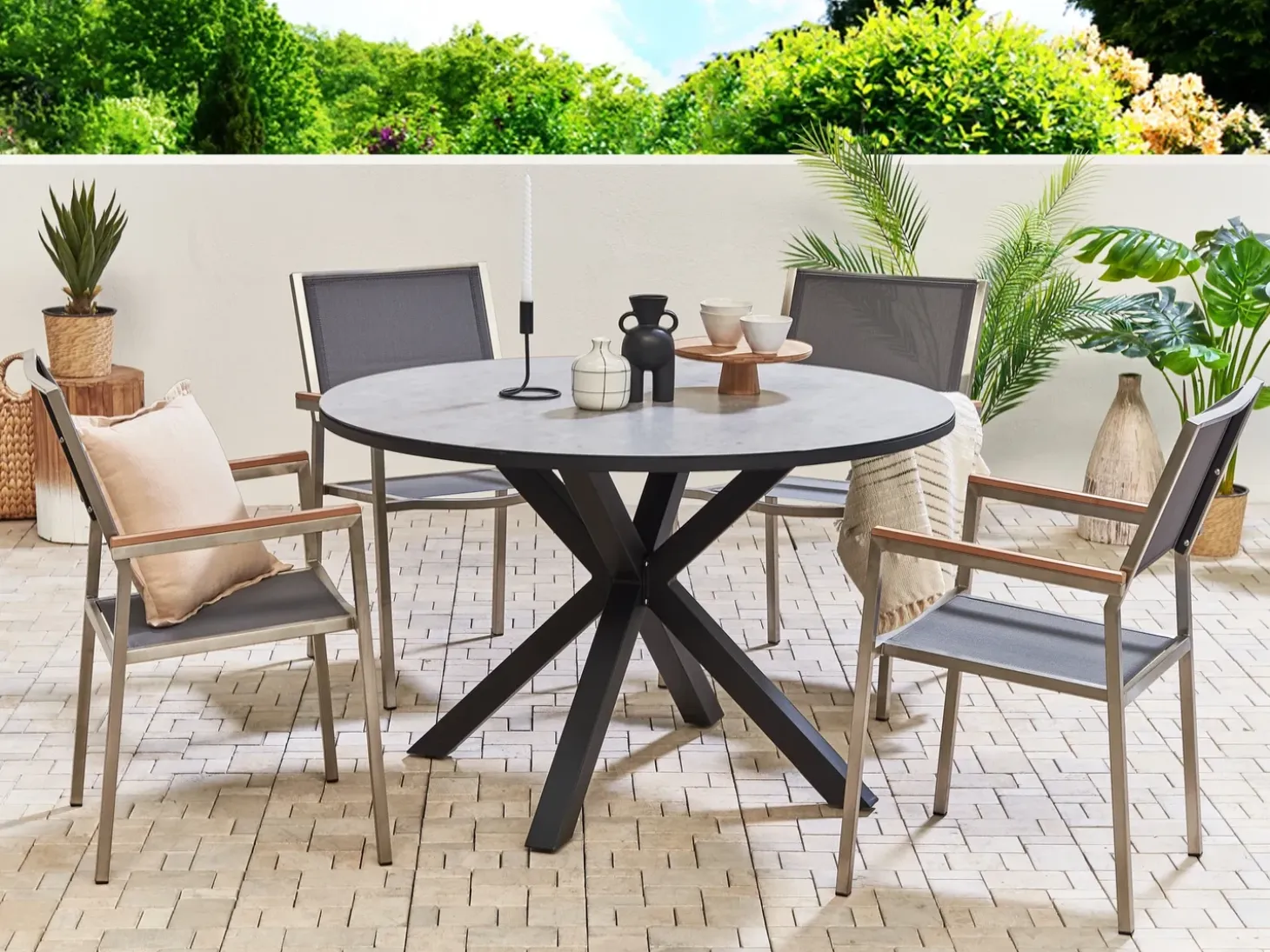 Havebord MALETTO 120 cm 120 cm Glas Grå