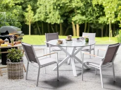 Havebord MALETTO 120 cm 120 cm Glas Hvid
