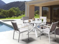 Havebord MALETTO 120 cm 120 cm Glas Hvid