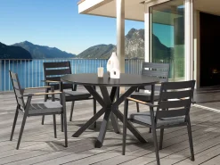Havebord MALETTO 120 cm 120 cm Glas Sort