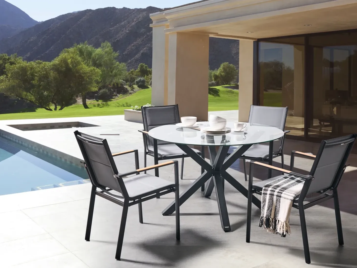 Havebord MALETTO 120 cm 120 cm Glas Sort
