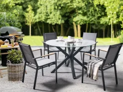 Havebord MALETTO 120 cm 120 cm Glas Sort