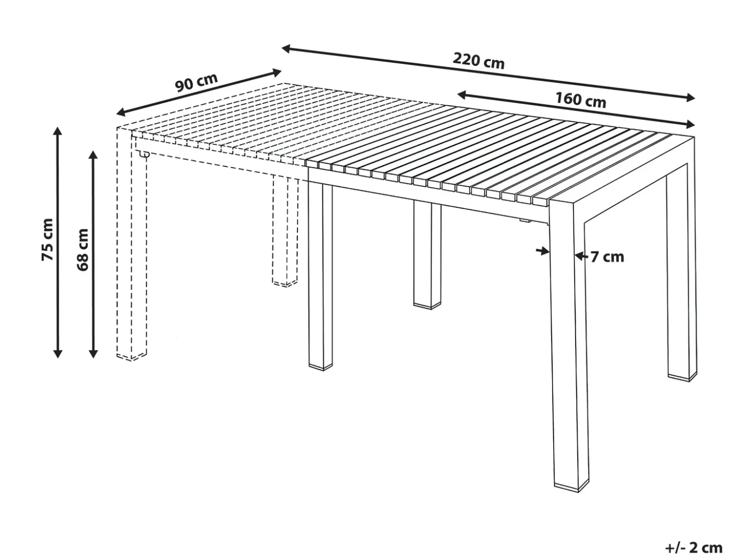 Havebord med udtræk ARDESIO 160/220 cm 90 cm Metal Mørkegrå