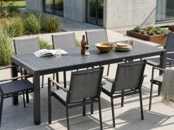 Havebord med udtræk ARDESIO 160/220 cm 90 cm Metal Mørkegrå