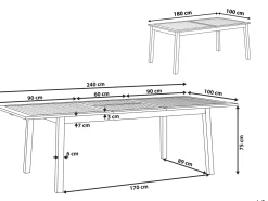 Havebord med udtræk CESANA 180/240 cm 100 cm Akacietræ Mørkebrun