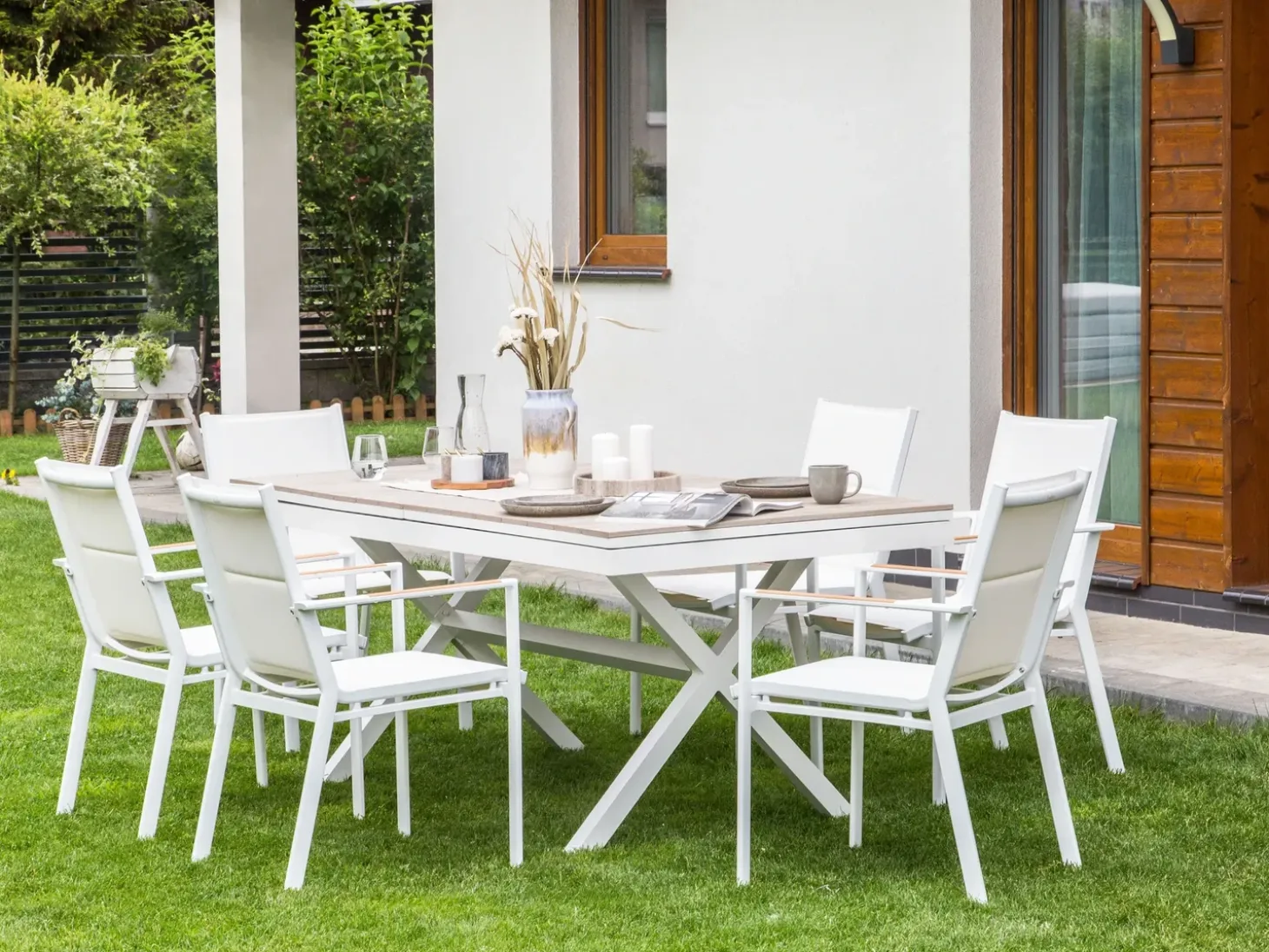Havebord med udtræk FANES 184/242 cm 90 cm Metal Hvid