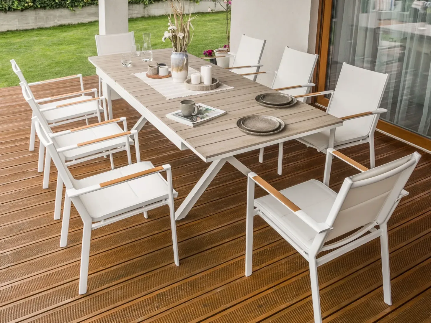 Havebord med udtræk FANES 184/242 cm 90 cm Metal Hvid