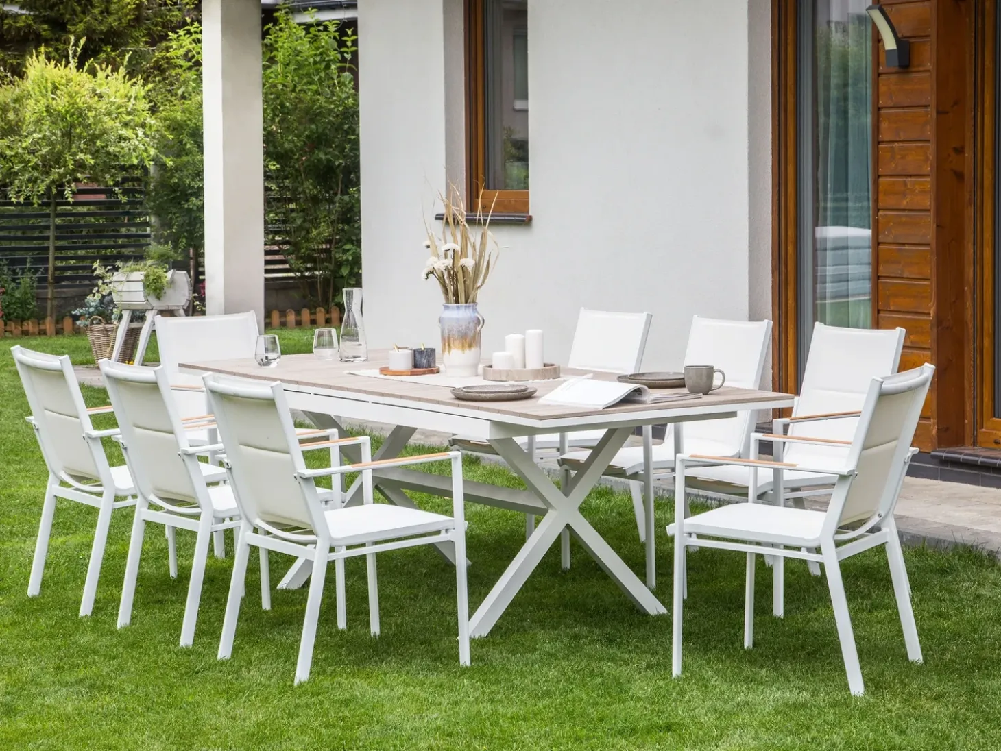 Havebord med udtræk FANES 184/242 cm 90 cm Metal Hvid