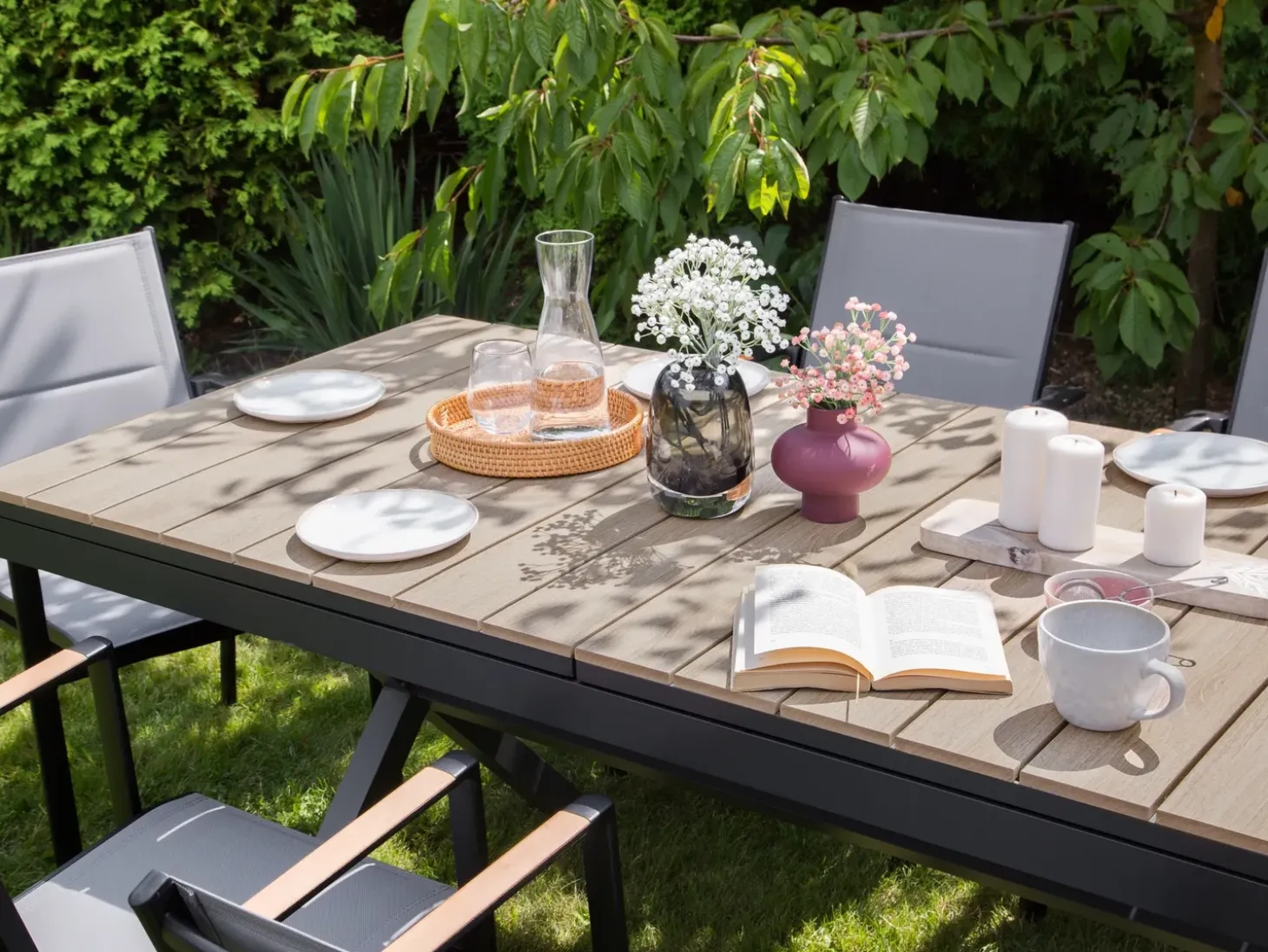 Havebord med udtræk FANES 184/242 cm 90 cm Metal Grafit