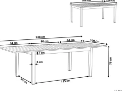 Havebord med udtræk PANCOLE 168/248 cm 100 cm Metal Grå