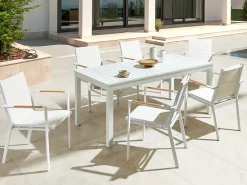 Havebord med udtræk SKALOMA 180/240 cm 90 cm Metal Hvid
