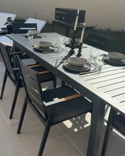 Havebord med udtræk SKALOMA 180/240 cm 90 cm Metal Mørkegrå