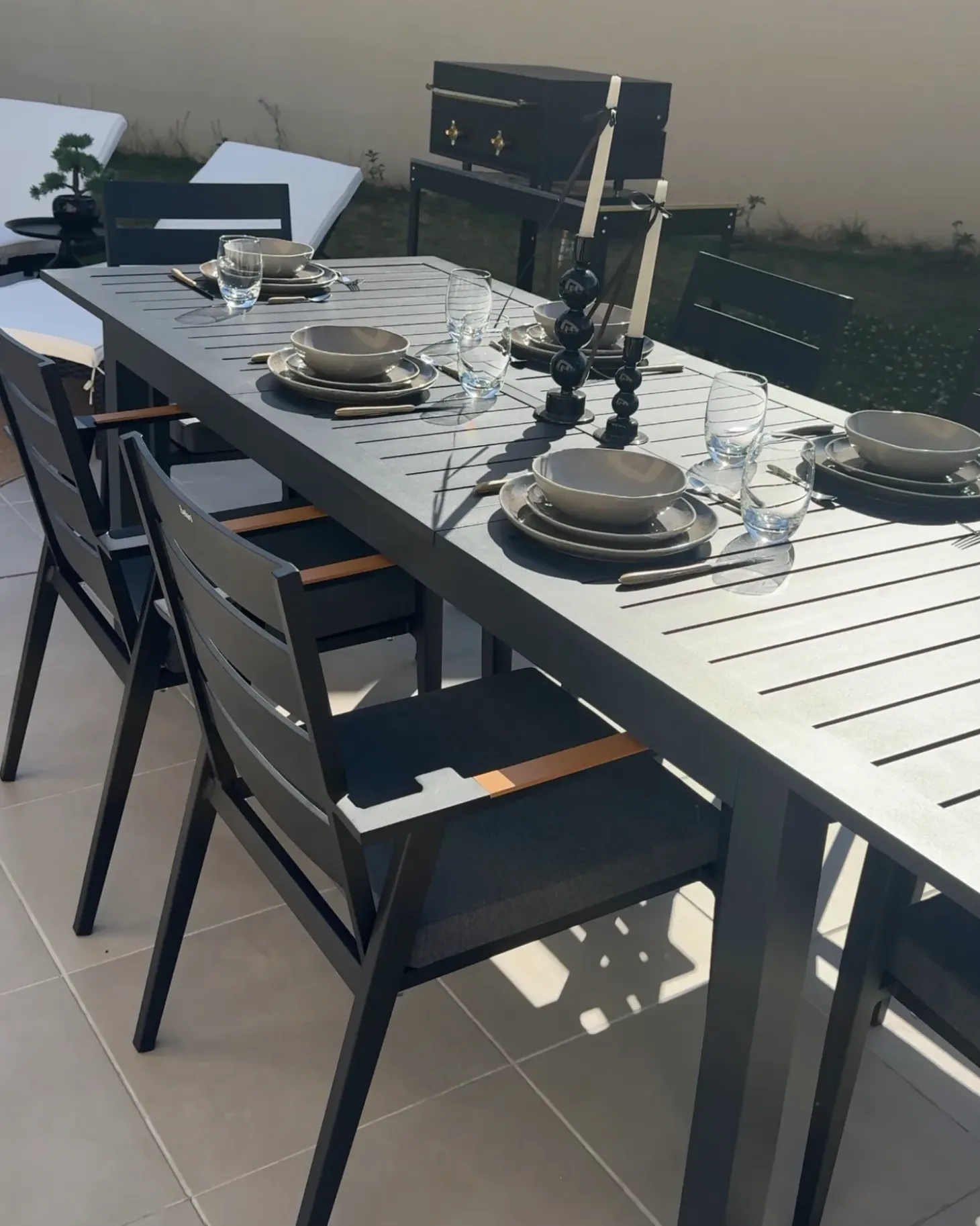 Havebord med udtræk SKALOMA 180/240 cm 90 cm Metal Mørkegrå
