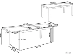 Havebord med udtræk SKALOMA 180/240 cm 90 cm Metal Mørkegrå