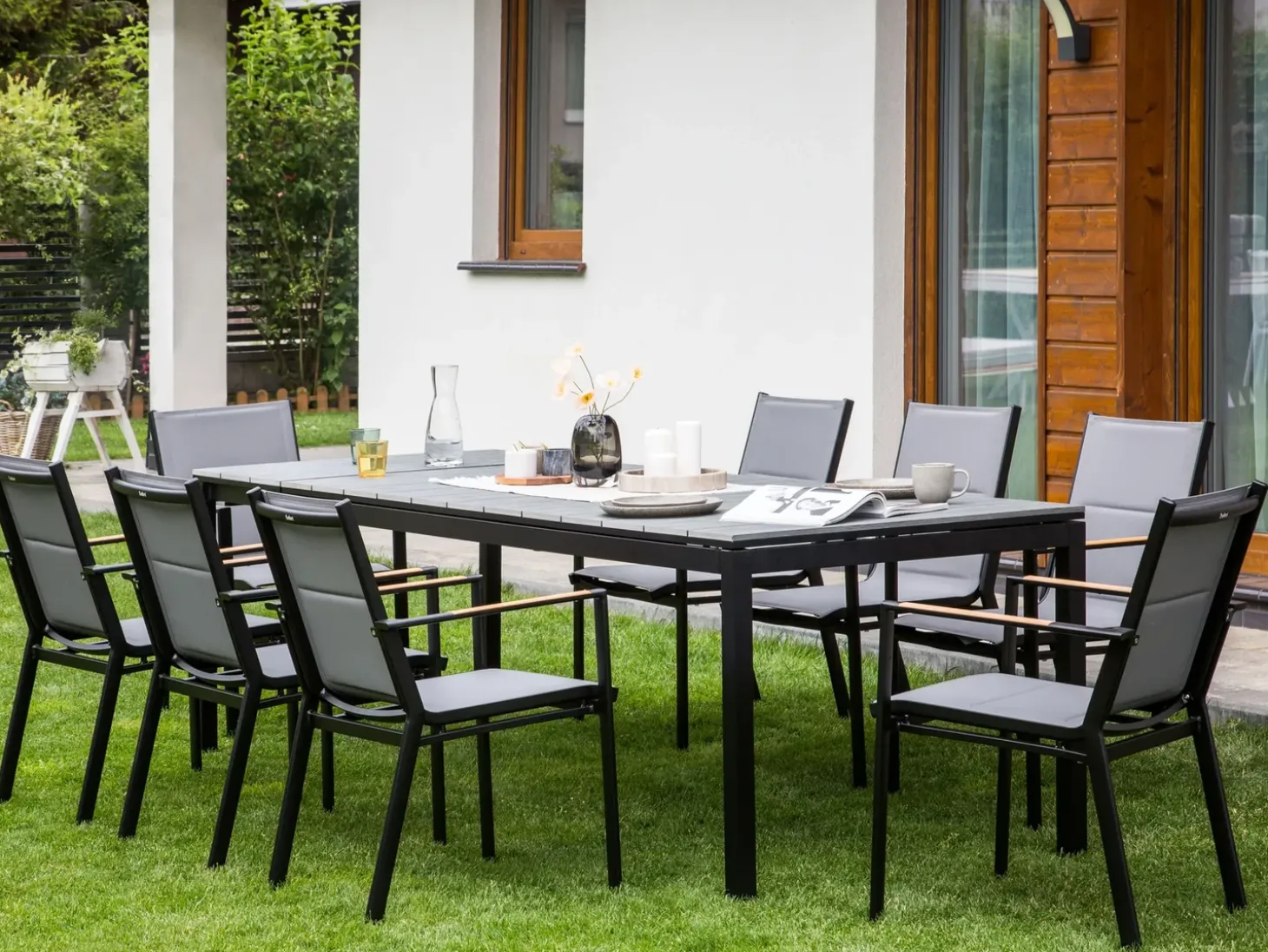 Havebord med udtræk TOFANE 198/248 cm 90 cm Grå