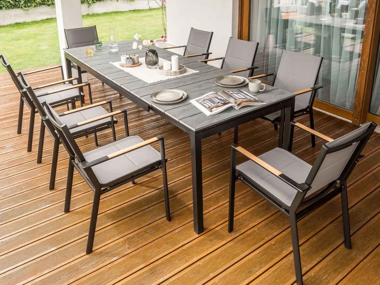 Havebord med udtræk TOFANE 198/248 cm 90 cm Grå