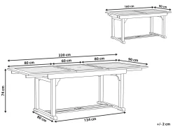 Havebord med udtræk TOSCANA 160/220 cm 90 cm Akacietræ Mørkebrun