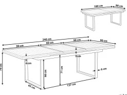 Havebord med udtræk VALCANETTO 180/240 cm 90 cm Metal Sort