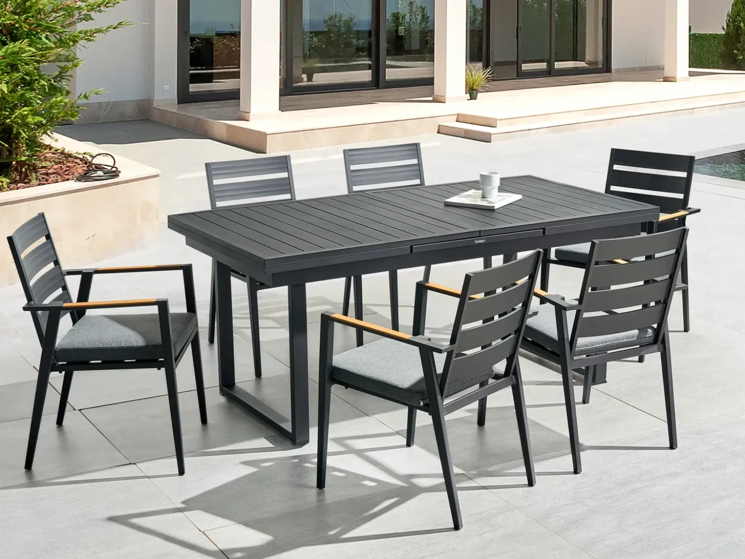 Havebord med udtræk VALCANETTO 180/240 cm 90 cm Metal Sort