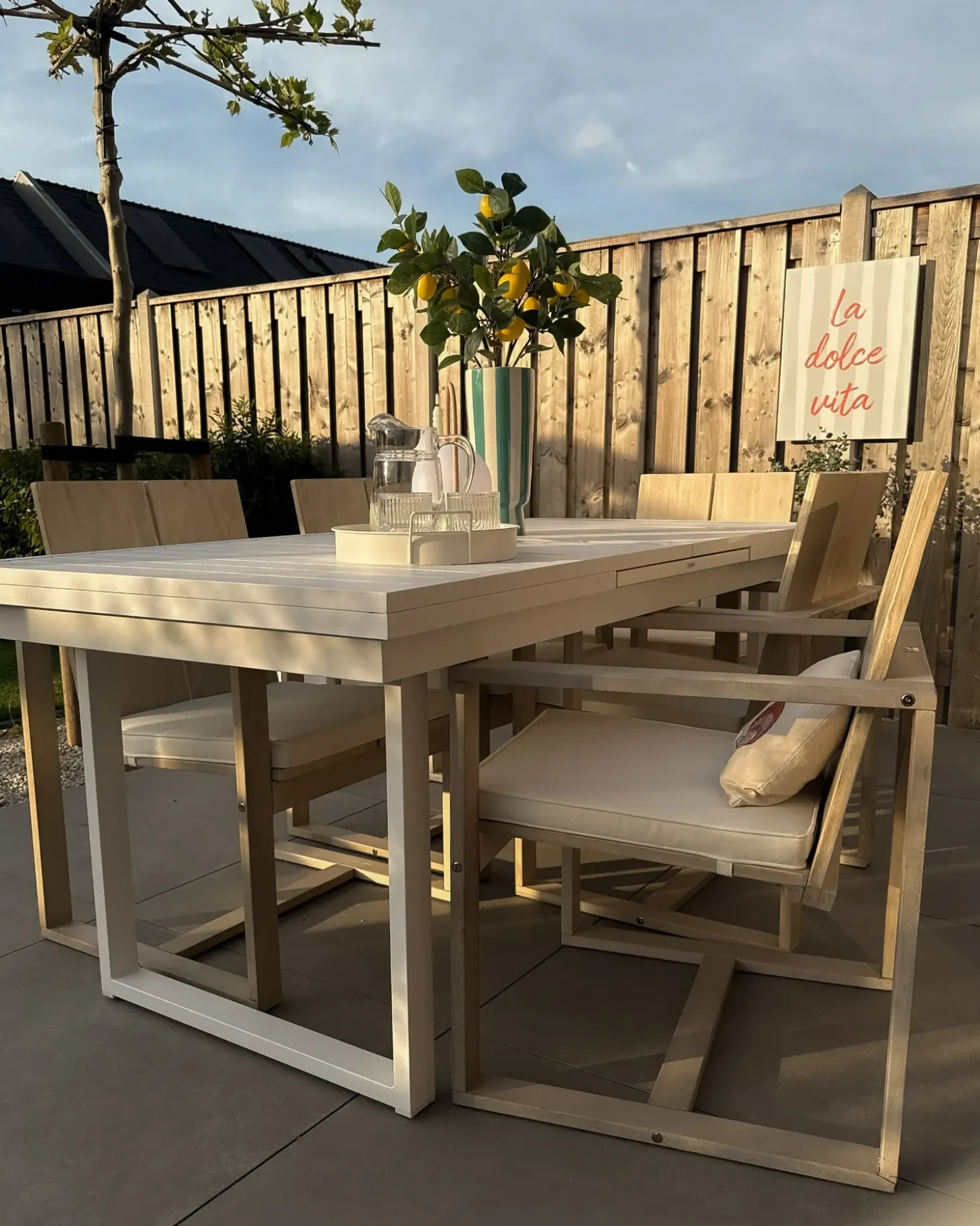 Havebord med udtræk VALCANETTO 180/240 cm 90 cm Metal Hvid