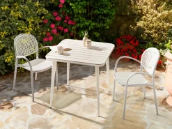 Havebord NATURNO 80 cm 80 cm Metal Lys Beige