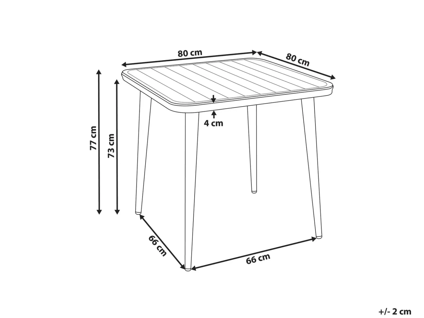 Havebord NATURNO 80 cm 80 cm Metal Lys Beige