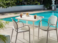 Havebord NATURNO 80 cm 80 cm Metal Lys Beige