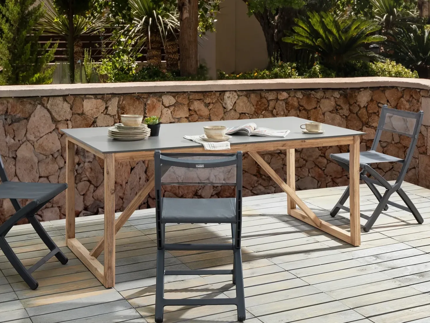 Havebord NOTTERI 180 cm 90 cm Beton Grå
