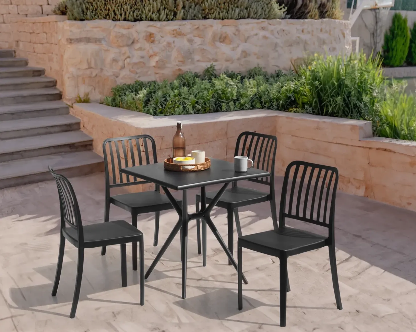 Havebord PIAVE 70 cm 70 cm Sort