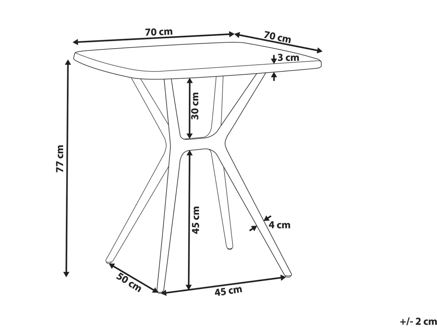 Havebord PIAVE 70 cm 70 cm Sort