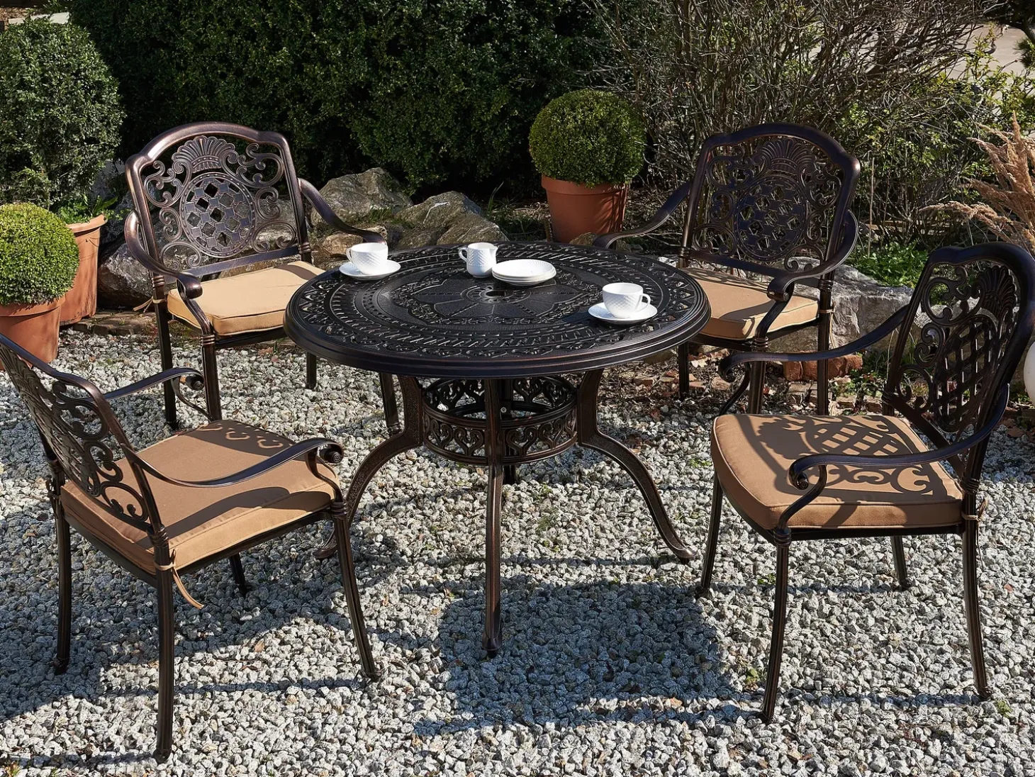 Havebord SALENTO 102 cm 102 cm Metal Mørkebrun