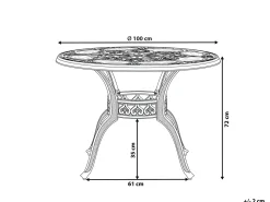 Havebord SAPRI 100 cm 100 cm Metal Mørkebrun