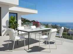 Havebord SOVARETO 180 cm 90 cm Marmor effekt Hvid marmor