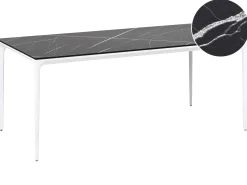 Havebord SOVARETO 180 cm 90 cm Marmor effekt Sort marmor