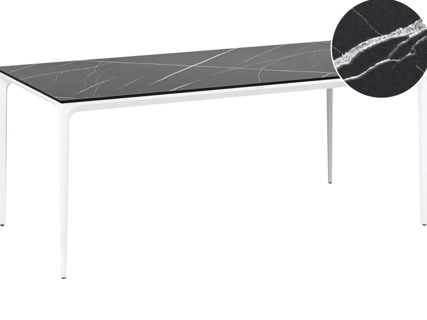 Havebord SOVARETO 180 cm 90 cm Marmor effekt Sort marmor